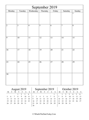 september 2019 editable calendar (vertical layout)