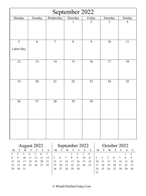 september 2022 editable calendar (vertical layout)