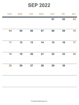 september 2022 printable calendar