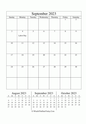 september 2023 editable calendar (vertical layout)