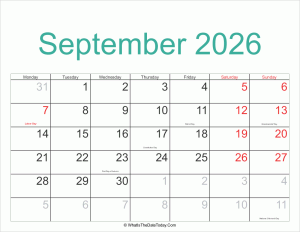 september 2026 calendar printable with holidays
