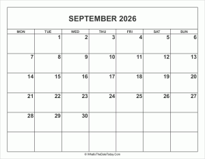 september 2026 calendar